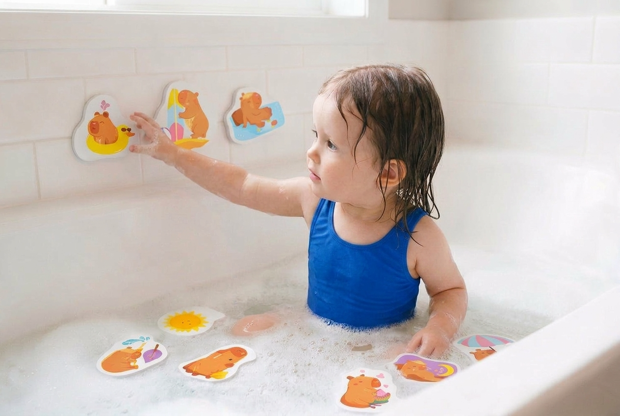 Cute Capybaras Bath Stickers – Fun Foam Bath Toys for Kids